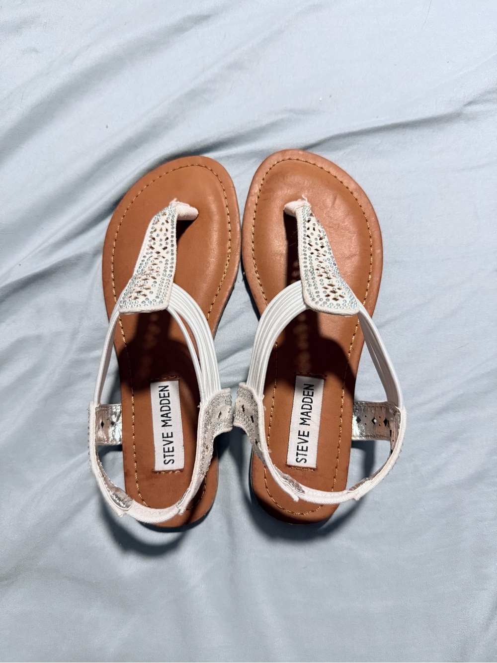 Steve Madden Kids White Embellished Thong Sandals
